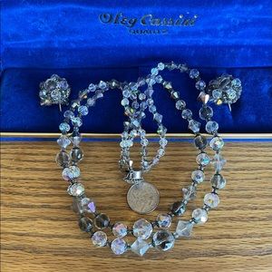 Vintage Bling! Oleg Cassini VTG quartz necklace set
